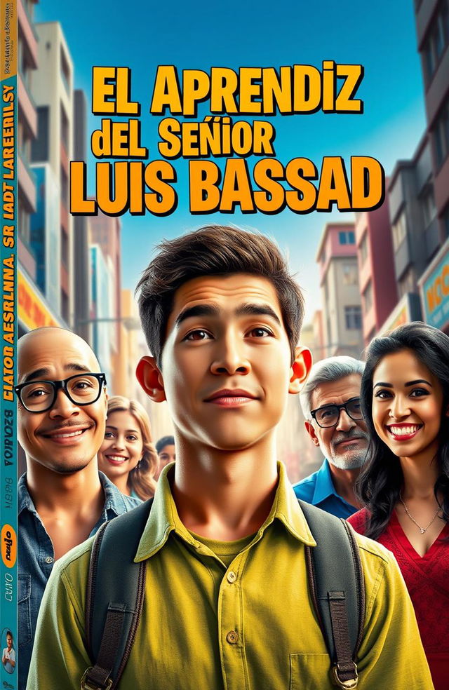 A vibrant and engaging book cover for the documentary 'El Aprendiz del Señor Luis Bassad'