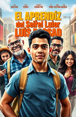A vibrant and engaging book cover for the documentary 'El Aprendiz del Señor Luis Bassad'