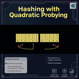 An eye-catching cover photo for a Microsoft PowerPoint presentation on 'Hashing with Quadratic Probing'