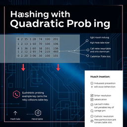 An eye-catching cover photo for a Microsoft PowerPoint presentation on 'Hashing with Quadratic Probing'
