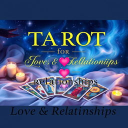 An engaging Youtube thumbnail for a tarot card reading channel focused on relationship advice, featuring a beautifully designed tarot deck spread out with vibrant, mystical illustrations