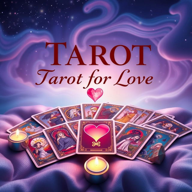 An engaging Youtube thumbnail for a tarot card reading channel focused on relationship advice, featuring a beautifully designed tarot deck spread out with vibrant, mystical illustrations