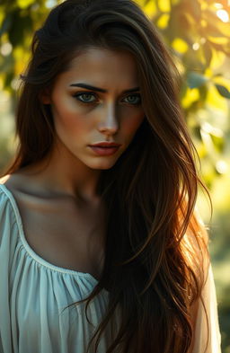 A beautifully emotive scene capturing a woman with long flowing hair, tears streaming down her face, expressing deep emotions