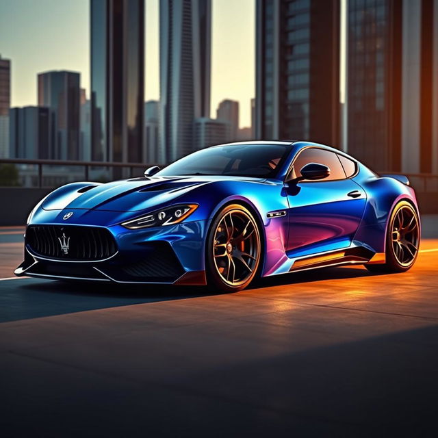 A stunning Maserati MC20 concept car featuring an aggressive wide body kit designed for 2025, showcasing sleek aerodynamic lines and futuristic design elements