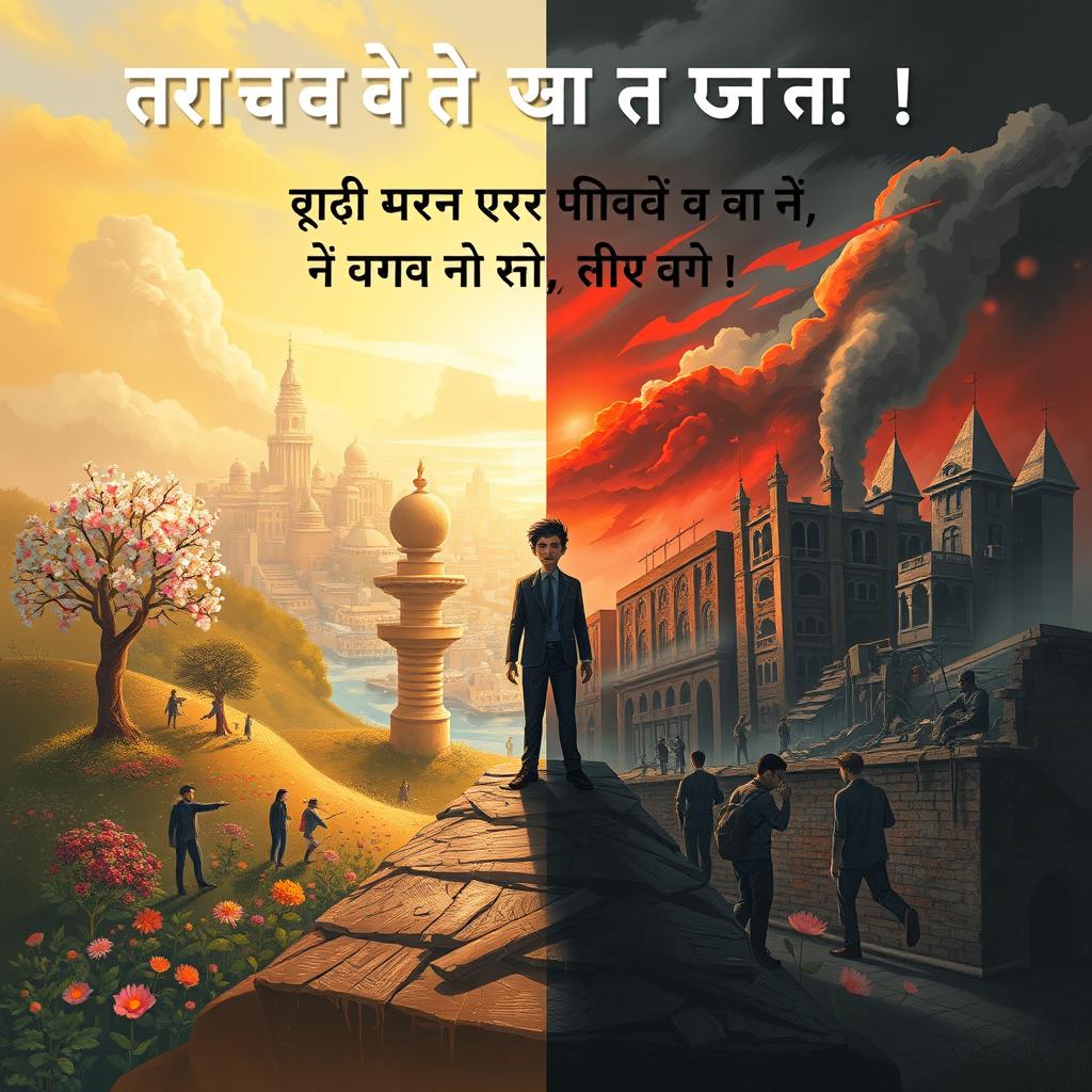 A symbolic artwork featuring a stark contrast between the theme of peace and the harsh reality of punishment, inspired by the phrase 'শান্তি নগরের শান্তি, শান্তি তো নাই শুধু শাস্তি