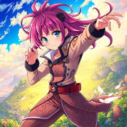 A stunning anime-style illustration of a character with vibrant hair and expressive eyes