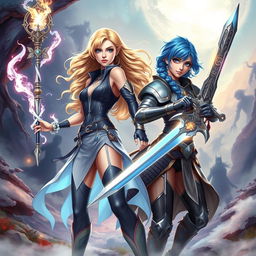 A stunning and adventurous book cover featuring two beautiful female protagonists, both aged 18, poised to battle evil spirits