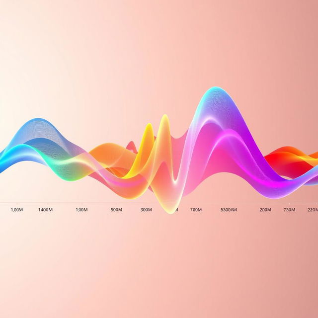 Fascinating visual representation of sound waves, depicting various frequencies in vibrant colors