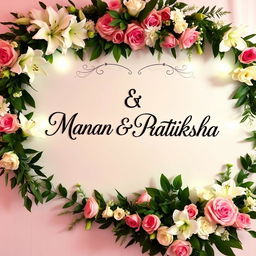 A beautiful wedding board featuring the names "Manan" and "Pratiksha" elegantly written in stylish calligraphy