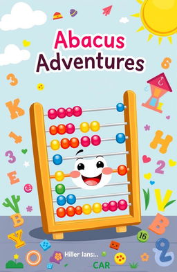 A beautifully illustrated cover for a children's book about an abacus, featuring vibrant colors and playful characters