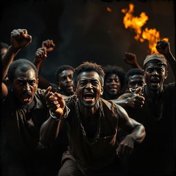 A visually striking representation of the concept of 'escavitud' (slavery) portrayed through powerful imagery and symbolism