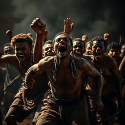 A visually striking representation of the concept of 'escavitud' (slavery) portrayed through powerful imagery and symbolism