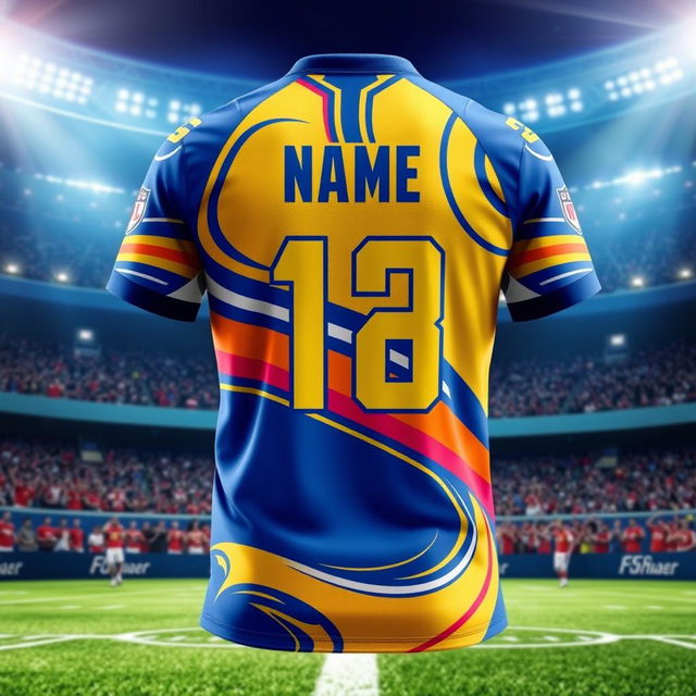 A vibrant football sublimation jersey design featuring bold colors and intricate patterns inspired by dynamic sports themes