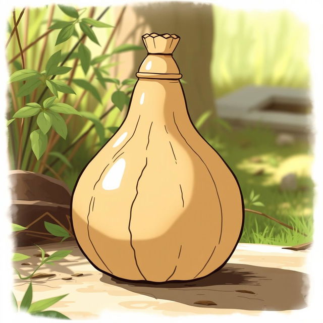 An illustration of a simple, unadorned tecomate gourd used as a water flask