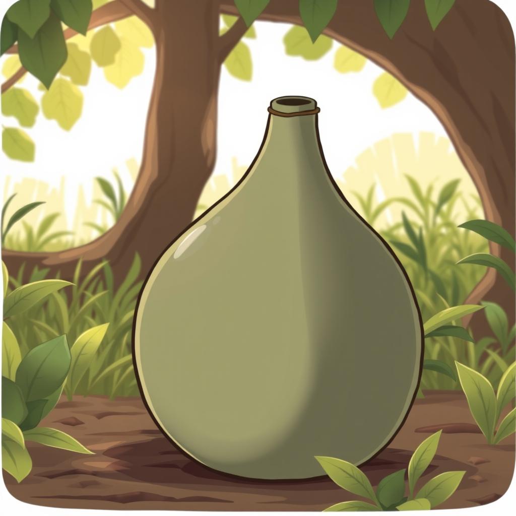 An illustration of a simple, unadorned tecomate gourd used as a water flask