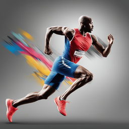 A high-quality digital art image depicting a sprinter in mid-stride, showcasing their power and speed