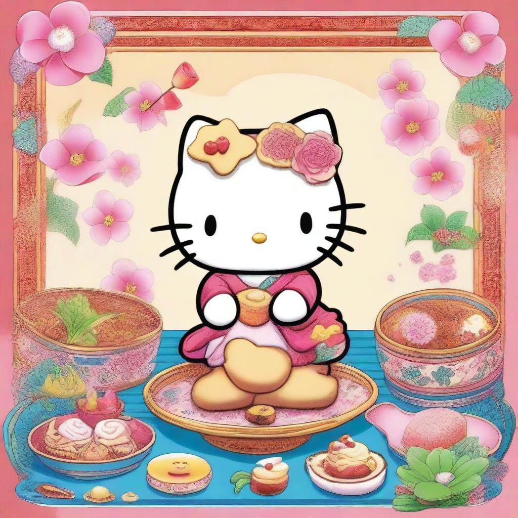 An image of high quality, depicting the beloved character Hello Kitty in a cartoon style