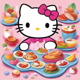 An image of high quality, depicting the beloved character Hello Kitty in a cartoon style