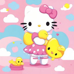 A high-quality digital illustration depicting the adorable character, Hello Kitty