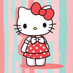 A vibrant digital art featuring Hello Kitty