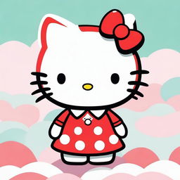 A vibrant digital art featuring Hello Kitty