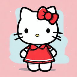 A vibrant digital art featuring Hello Kitty