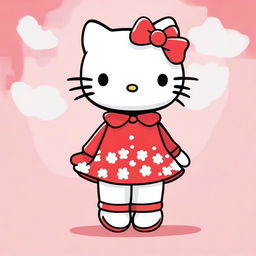 A vibrant digital art featuring Hello Kitty