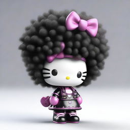 A 3D render of a Hello Kitty figure, styled in a goth fashion