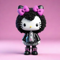 A 3D render of a Hello Kitty figure, styled in a goth fashion