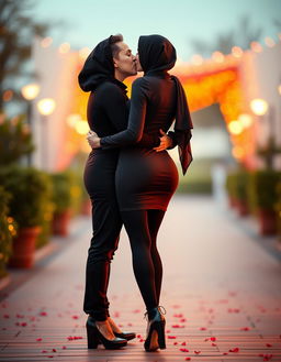 A vibrant and passionate image of a 50-year-old European woman with fair white skin and a fit, curvy body