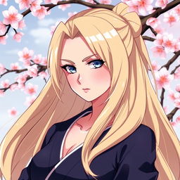 A stunning and artistic interpretation of Tsunade from Naruto, depicted in an elegant and tasteful manner