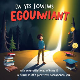 A vibrant and inspiring poster illustrating a young adult's journey of personal growth