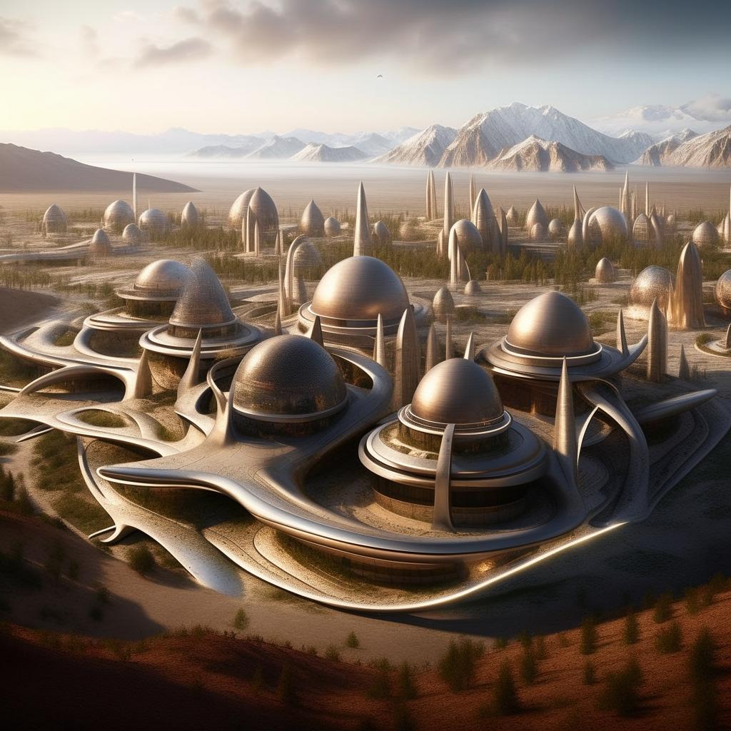 Create an image of Central Asia in the year 2023, envisaged as if it had never been conquered by Czarist Russia, exhibiting a unique blend of traditional and futuristic architectural styles and flourishing societies