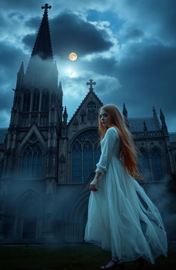 A hauntingly beautiful depiction of Bristol Cathedral, captured at twilight with its stunning Gothic architecture and intricate stone carvings