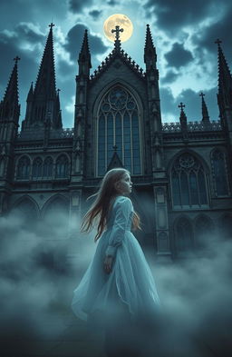 A hauntingly beautiful depiction of Bristol Cathedral, captured at twilight with its stunning Gothic architecture and intricate stone carvings