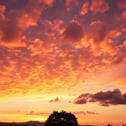 A breathtaking view of a sky filled with vibrant colors during sunset, showcasing a gradient of orange, pink, and purple hues