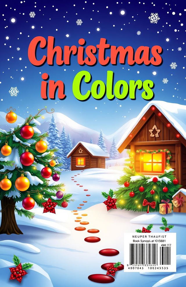 A vibrant and festive book cover design for a title "Christmas in Colors"