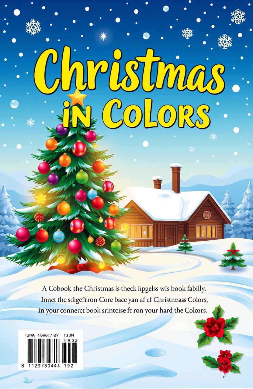 A vibrant and festive book cover design for a title "Christmas in Colors"