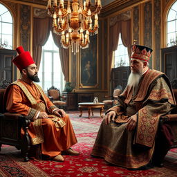 A historic meeting between Abdul Hamid II, the Ottoman Sultan, and Mozaffar ad-Din Shah Qajar