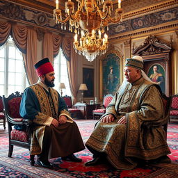 A historic meeting between Abdul Hamid II, the Ottoman Sultan, and Mozaffar ad-Din Shah Qajar