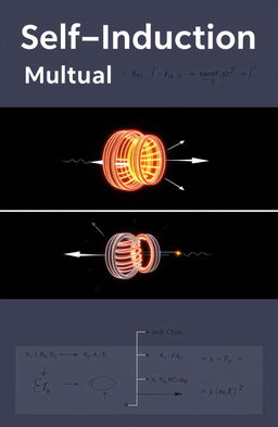 A visually engaging science slide cover page showcasing the concepts of self-induction and mutual induction
