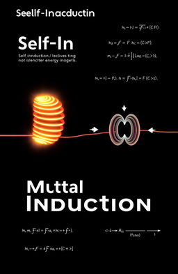 A visually engaging science slide cover page showcasing the concepts of self-induction and mutual induction