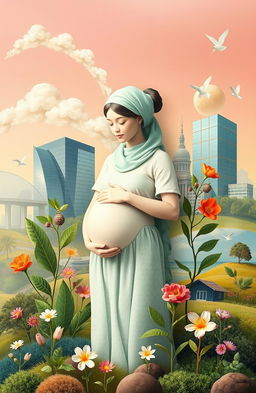 A conceptual artwork depicting a midwife metaphorically nurturing, birthing, and growing companies and individuals