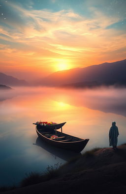 A serene and dreamlike scene depicting the concept of 'between memories and eternity'