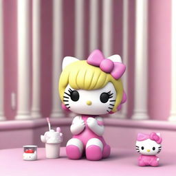 A high-quality 3D render of a Hello Kitty figure, styled in a coquette fashion for an icon