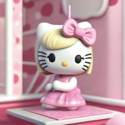 A high-quality 3D render of a Hello Kitty figure, styled in a coquette fashion for an icon