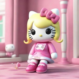 A high-quality 3D render of a Hello Kitty figure, styled in a coquette fashion for an icon