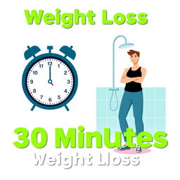A minimalist illustration featuring a clock showing 30 minutes, symbolizing a time-efficient weight loss method