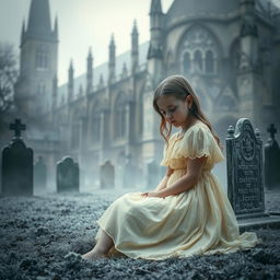A hauntingly atmospheric scene featuring Bristol Cathedral in the background, showcasing its stunning Gothic architecture with intricate details
