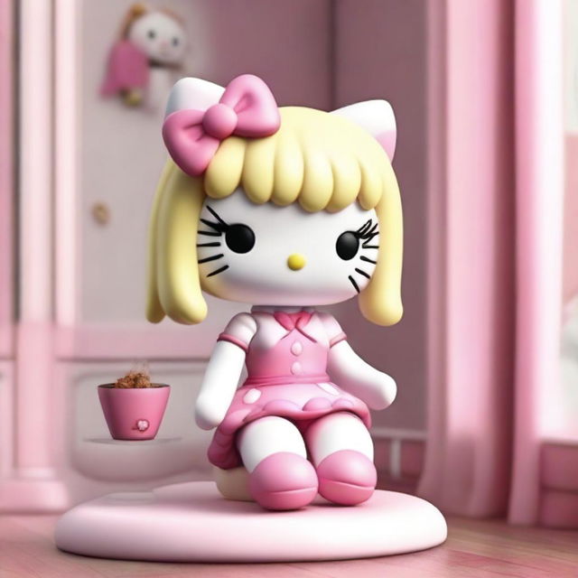 A high-quality 3D render of a Hello Kitty figure, styled in a coquette fashion for an icon